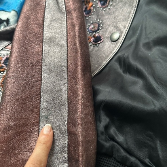 Rare Coach Shrunken Leather Varsity Jacket In Metallic Brown size 2 - Picture 11 of 11